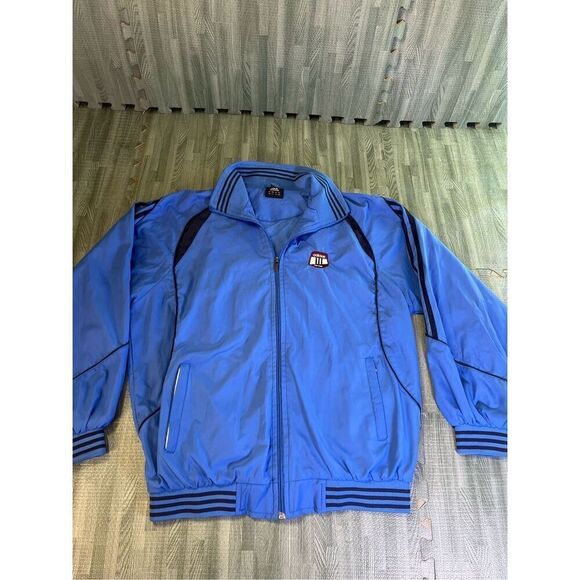 Vintage Adidas Mens Size Large Full Zip Blue Track Jacket Embroidery Patch - Picture 1 of 12